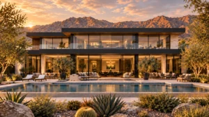 Rear terrace and pool — illustrative residence